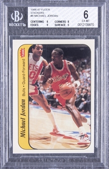 1986/87 Fleer Stickers #8 Michael Jordan Rookie Card – BGS EX-MT 6